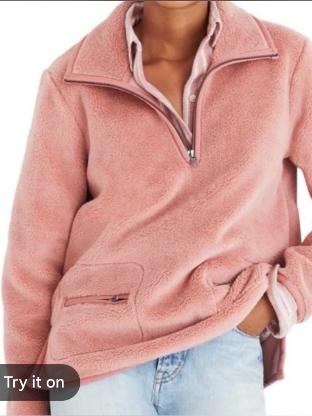 Madewell Sherpa Fleece Quarter Zip Pullover Apres Ski Winter Teddy Women's XS